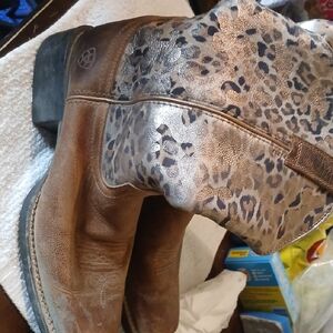 Ariat Brown and Leopard Print Western Boots